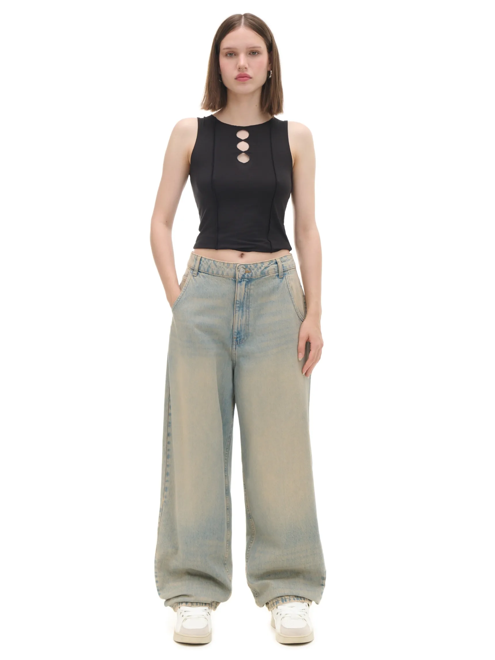 Sale Cropp Jeansy skater w stylu vintage niebieski