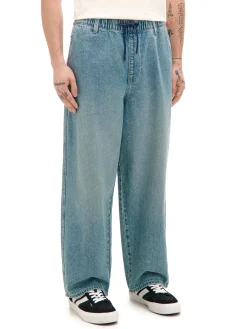 Clearance Cropp Jeansy skater z gumą w pasie niebieski