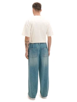 Clearance Cropp Jeansy skater z gumą w pasie niebieski