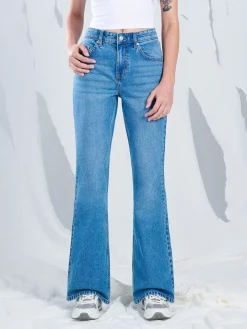 Outlet Cropp Jeansy skinny flare niebieski