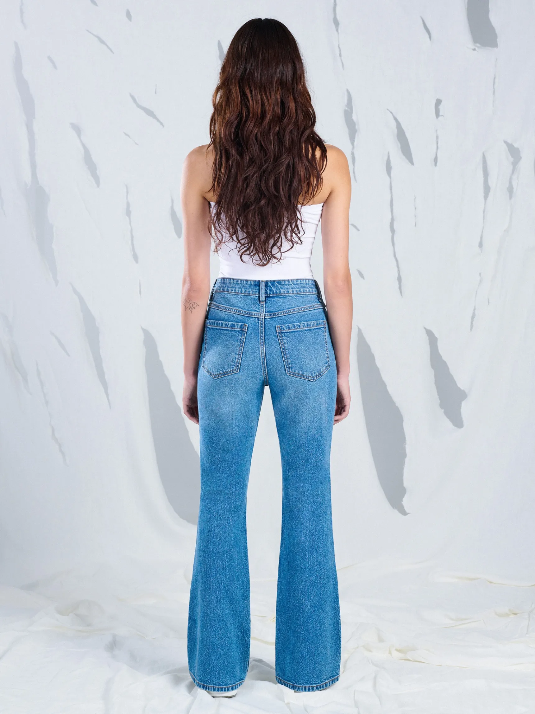 Outlet Cropp Jeansy skinny flare niebieski