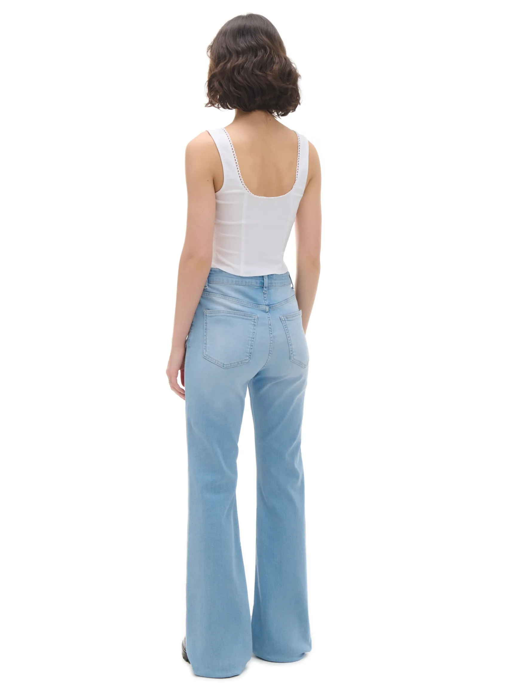 Discount Cropp Jeansy slim flare niebieski