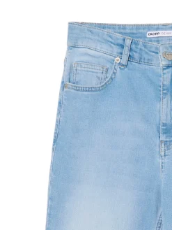 Discount Cropp Jeansy slim flare niebieski