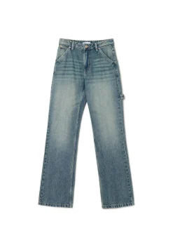 Discount Cropp Jeansy straight w stylu retro niebieski