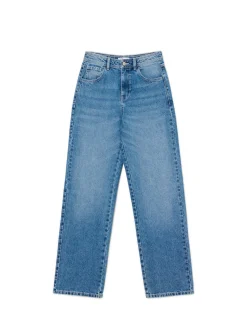 New Cropp Jeansy straight z efektem sprania niebieski