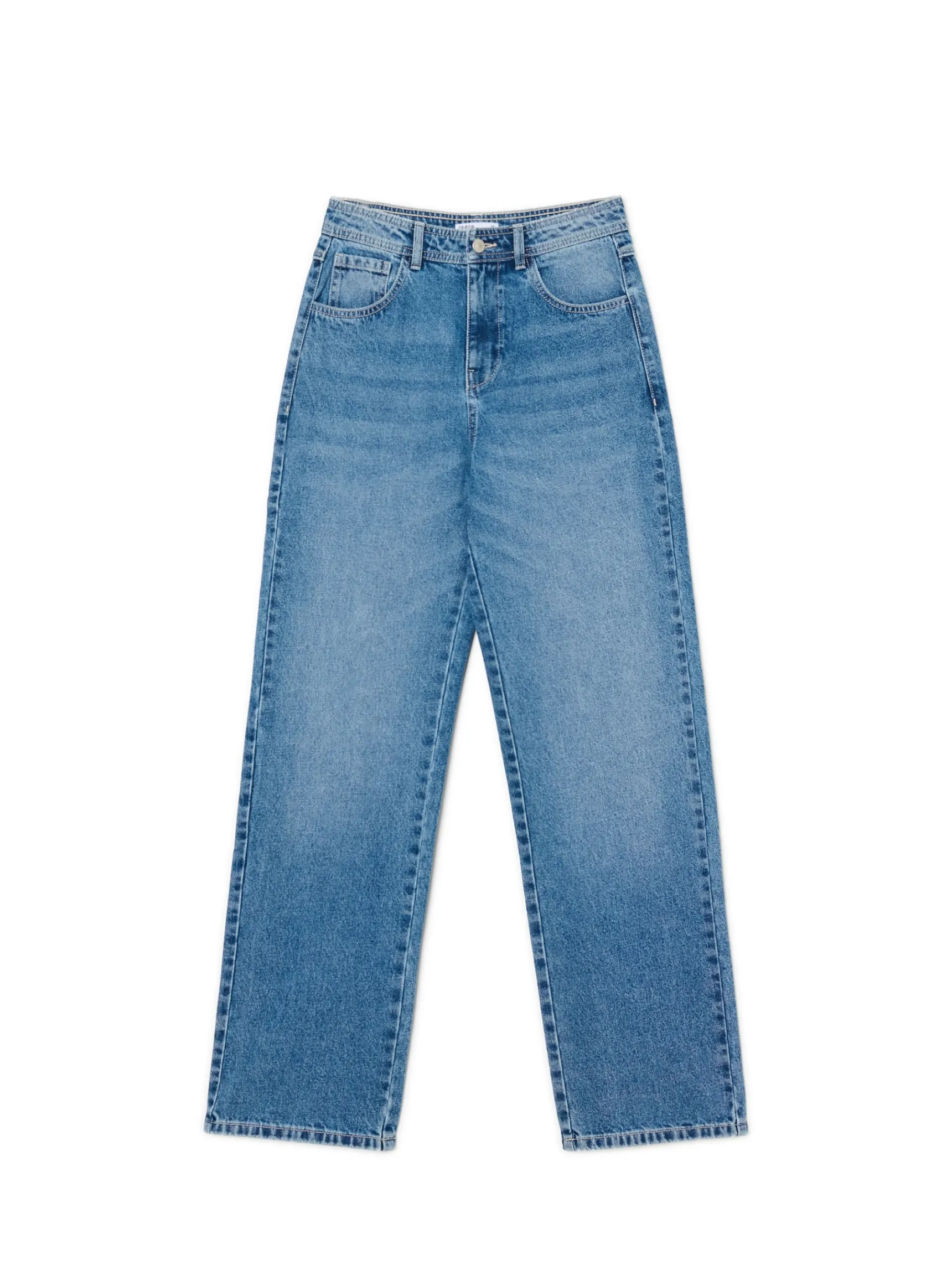 New Cropp Jeansy straight z efektem sprania niebieski