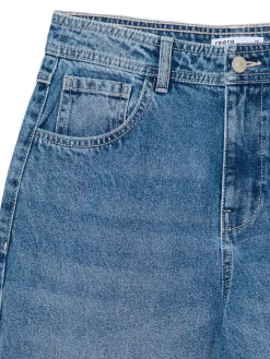 New Cropp Jeansy straight z efektem sprania niebieski