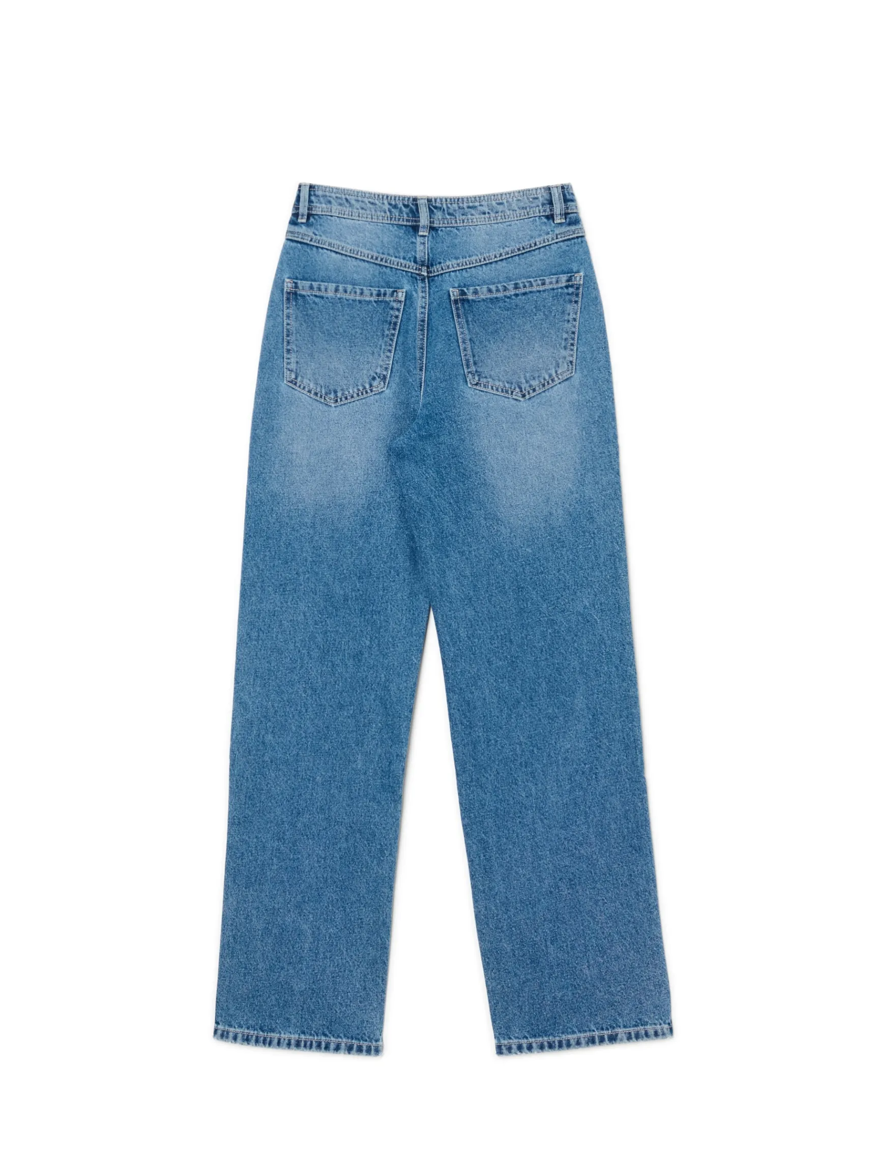 New Cropp Jeansy straight z efektem sprania niebieski