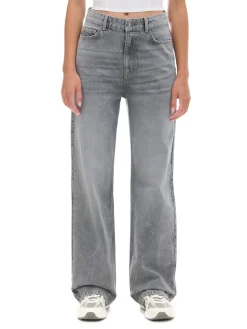 Sale Cropp Jeansy straight z wysokim stanem jasnyszary