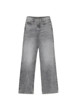 Sale Cropp Jeansy straight z wysokim stanem jasnyszary