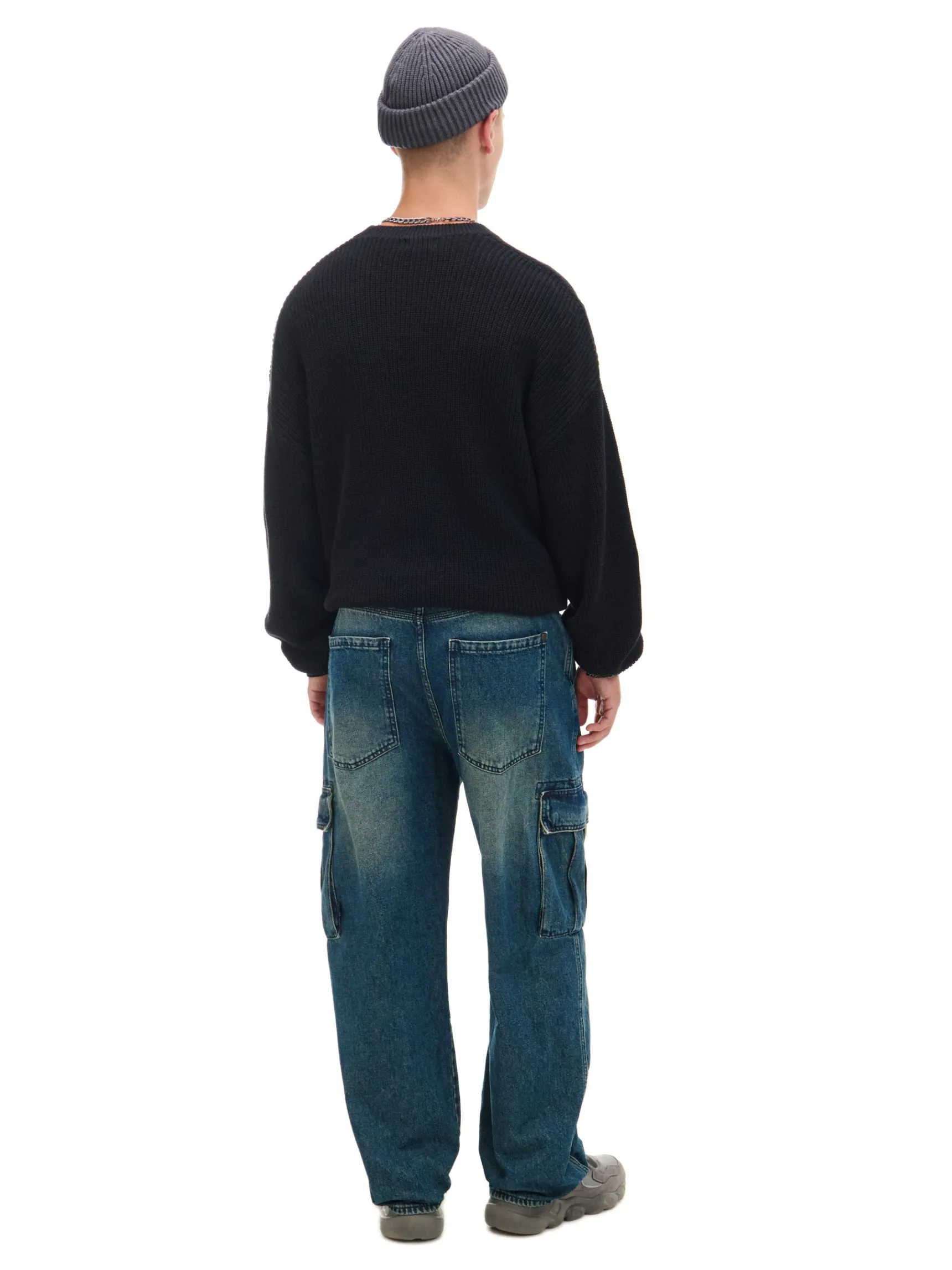 Online Cropp Jeansy super baggy granatowy