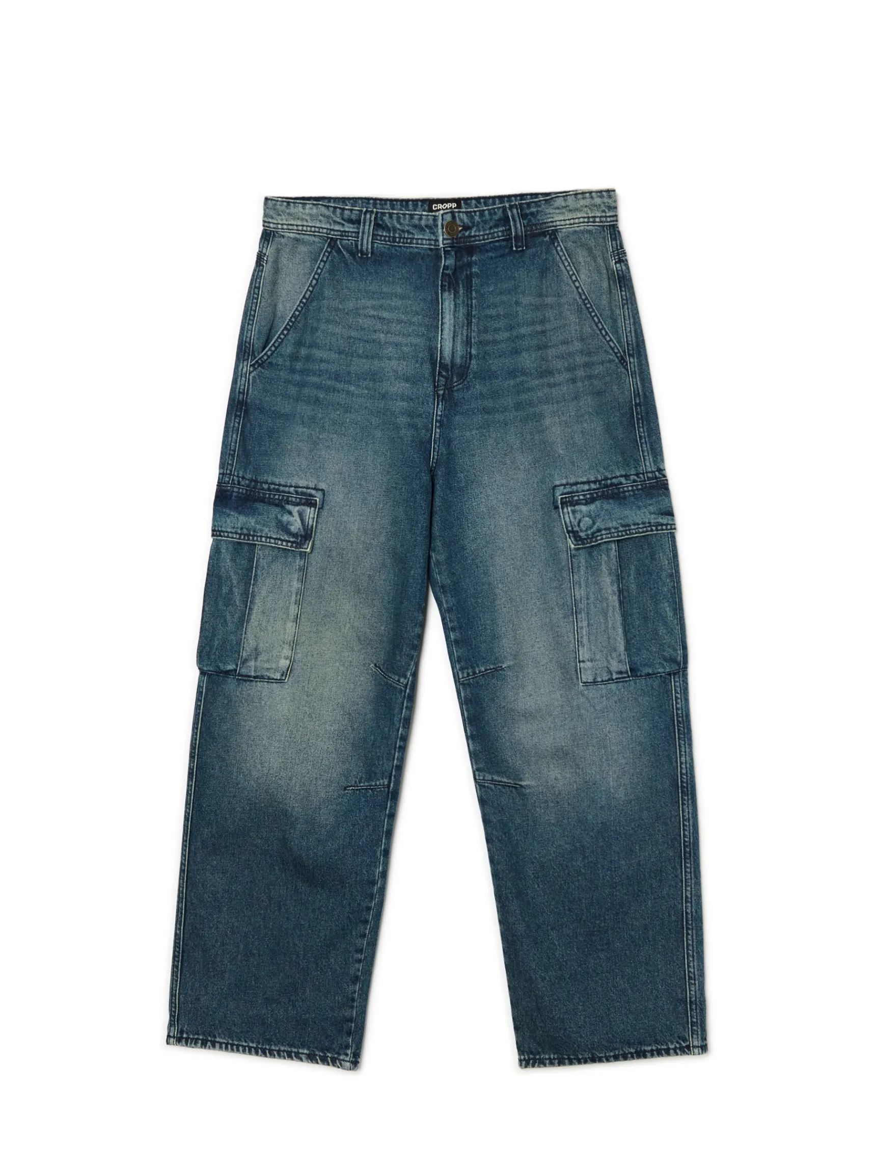 Online Cropp Jeansy super baggy granatowy