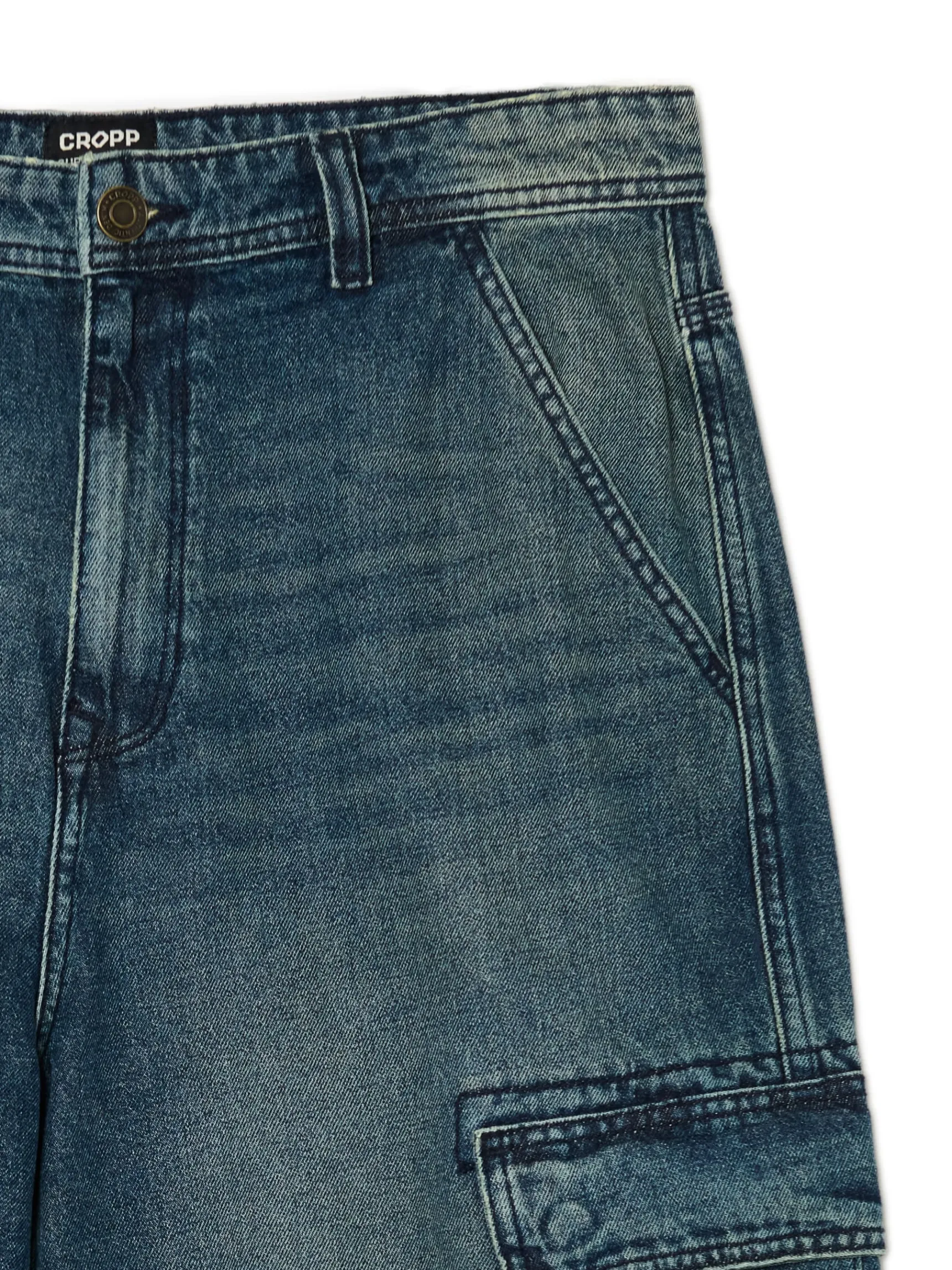 Online Cropp Jeansy super baggy granatowy