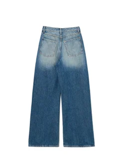 Sale Cropp Jeansy wide leg typu barrel niebieski