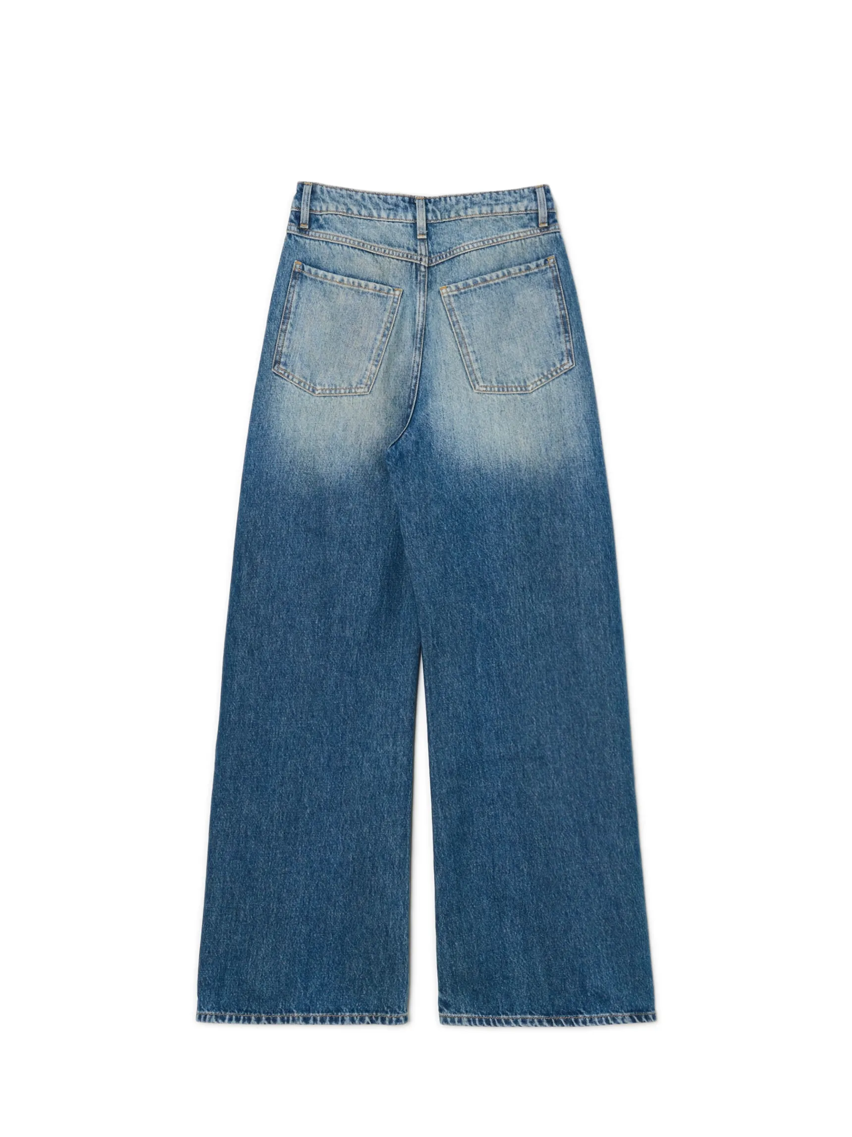 Sale Cropp Jeansy wide leg typu barrel niebieski