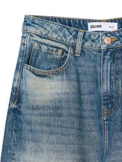 Sale Cropp Jeansy wide leg typu barrel niebieski