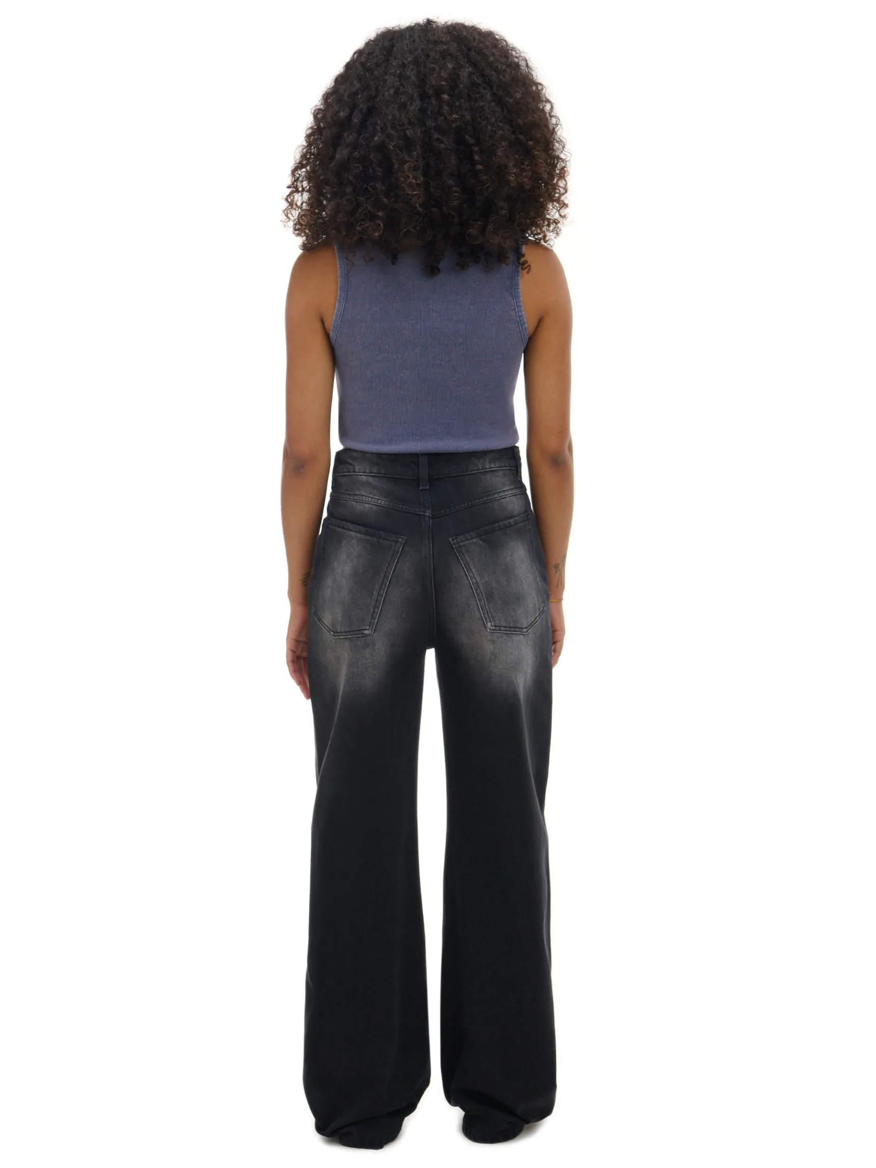 Hot Cropp Jeansy wide leg typu barrel czarny