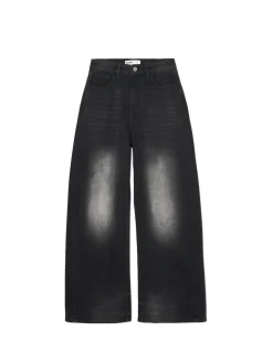 Hot Cropp Jeansy wide leg typu barrel czarny