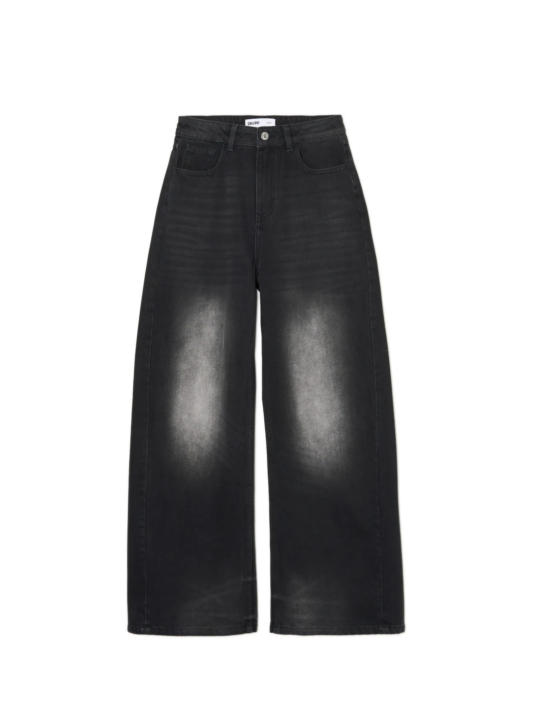 Hot Cropp Jeansy wide leg typu barrel czarny
