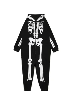 Online Cropp Jednoczęściowa piżama onesie z kościotrupem czarny