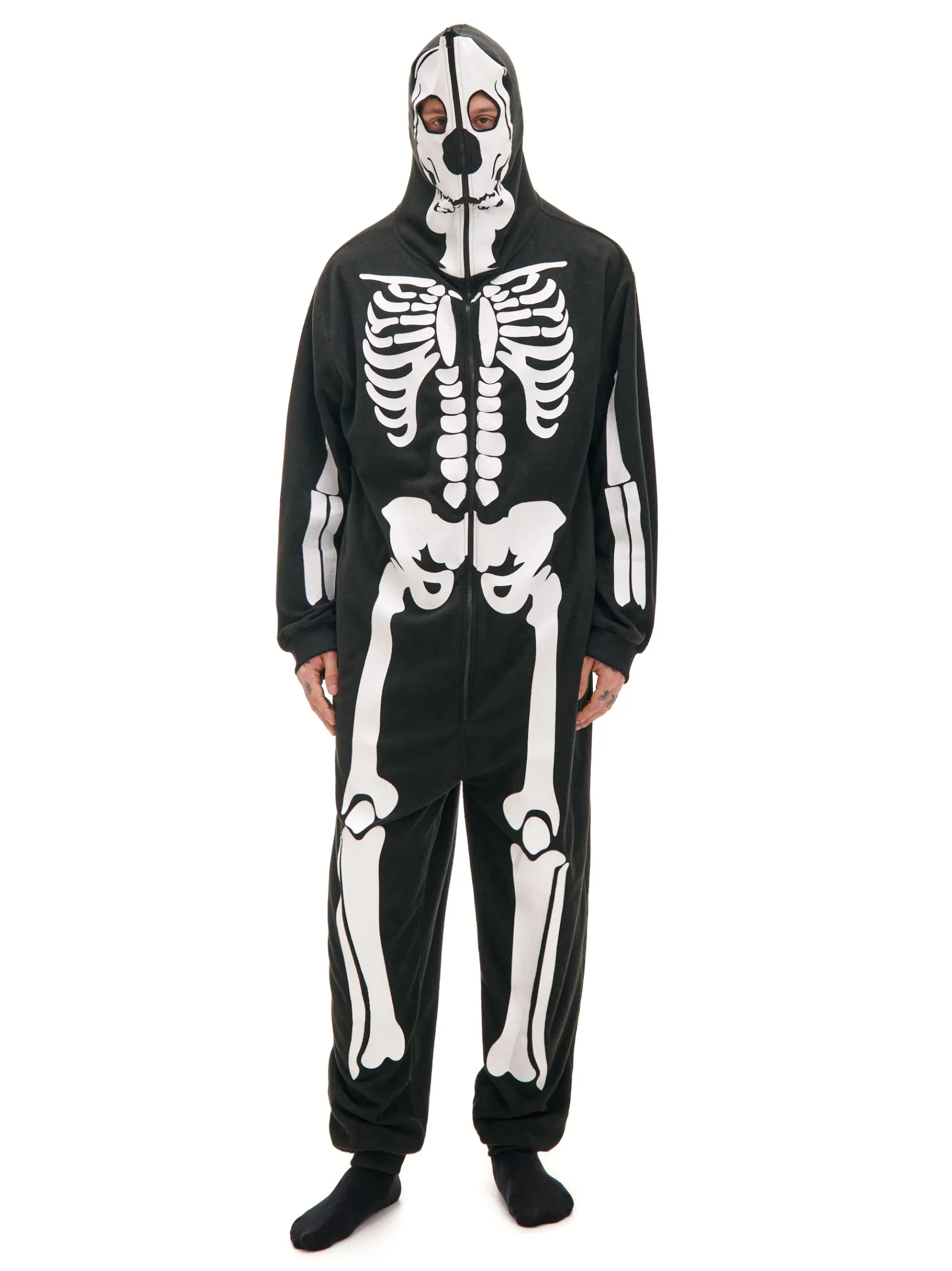 Online Cropp Jednoczęściowa piżama onesie z kościotrupem czarny