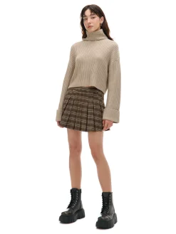 Fashion Cropp Jesienny sweter oversize z golfem beżowy