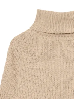 Fashion Cropp Jesienny sweter oversize z golfem beżowy