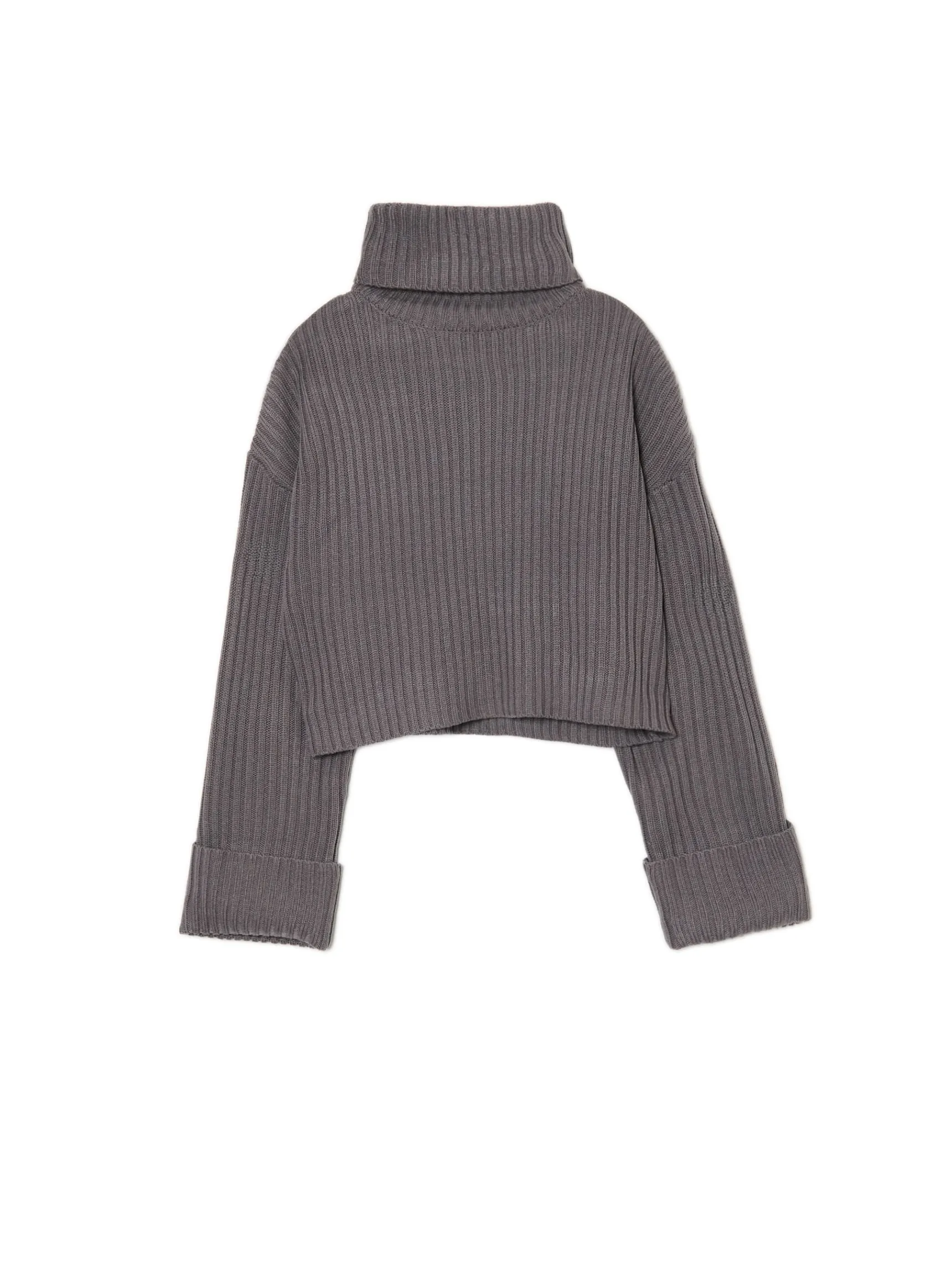 Clearance Cropp Jesienny sweter oversize z golfem szary