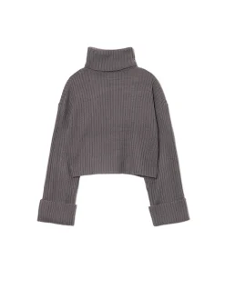 Clearance Cropp Jesienny sweter oversize z golfem szary