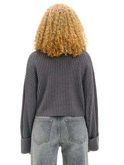 Clearance Cropp Jesienny sweter oversize z golfem szary