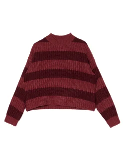 Sale Cropp Jesienny sweter w paski kasztanowy