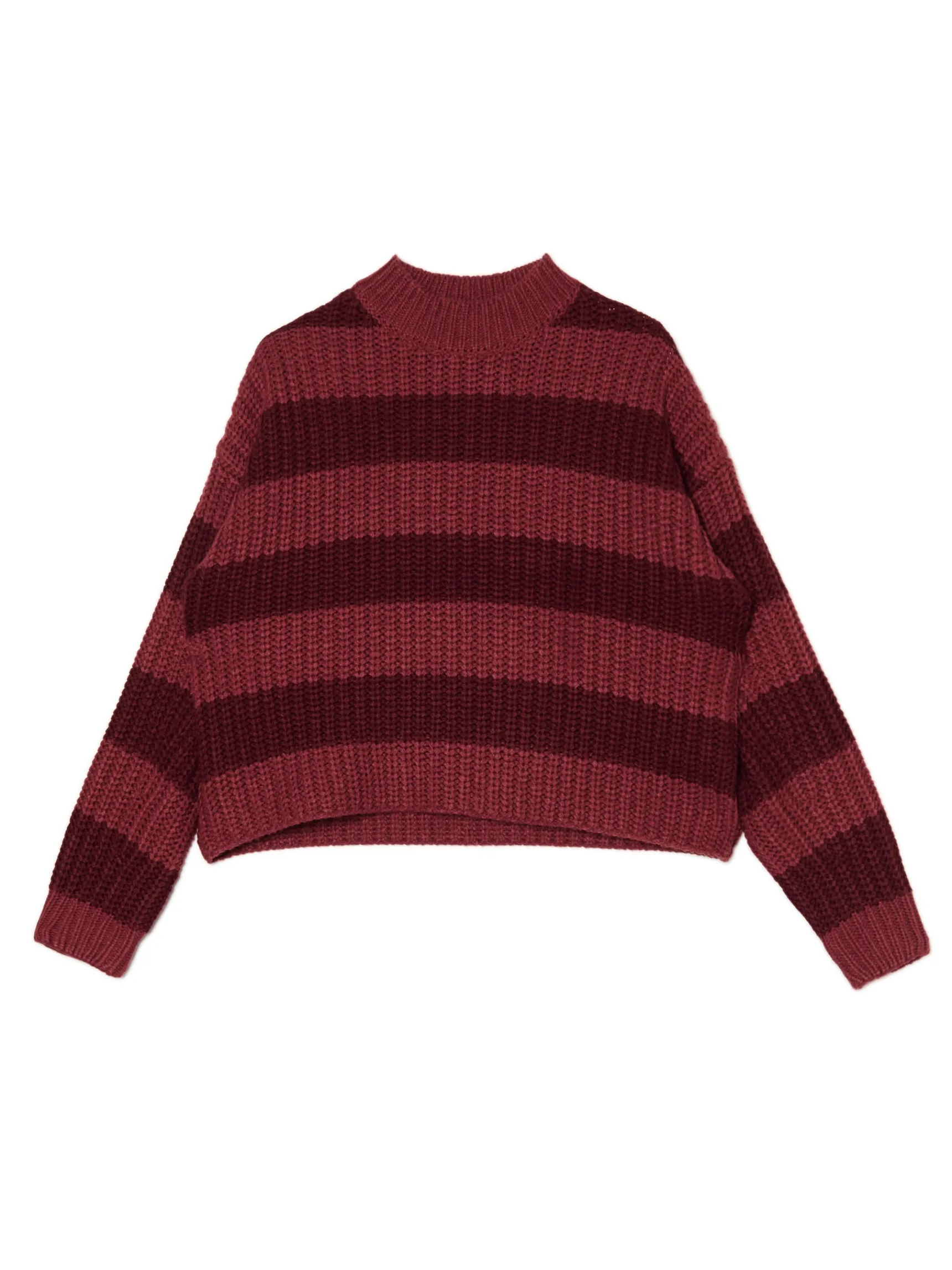 Sale Cropp Jesienny sweter w paski kasztanowy