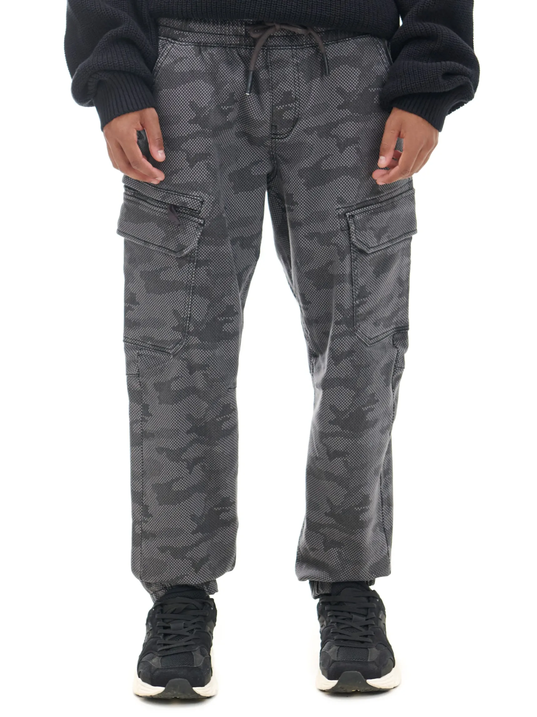 New Cropp Joggery cargo z nadrukiem moro szary
