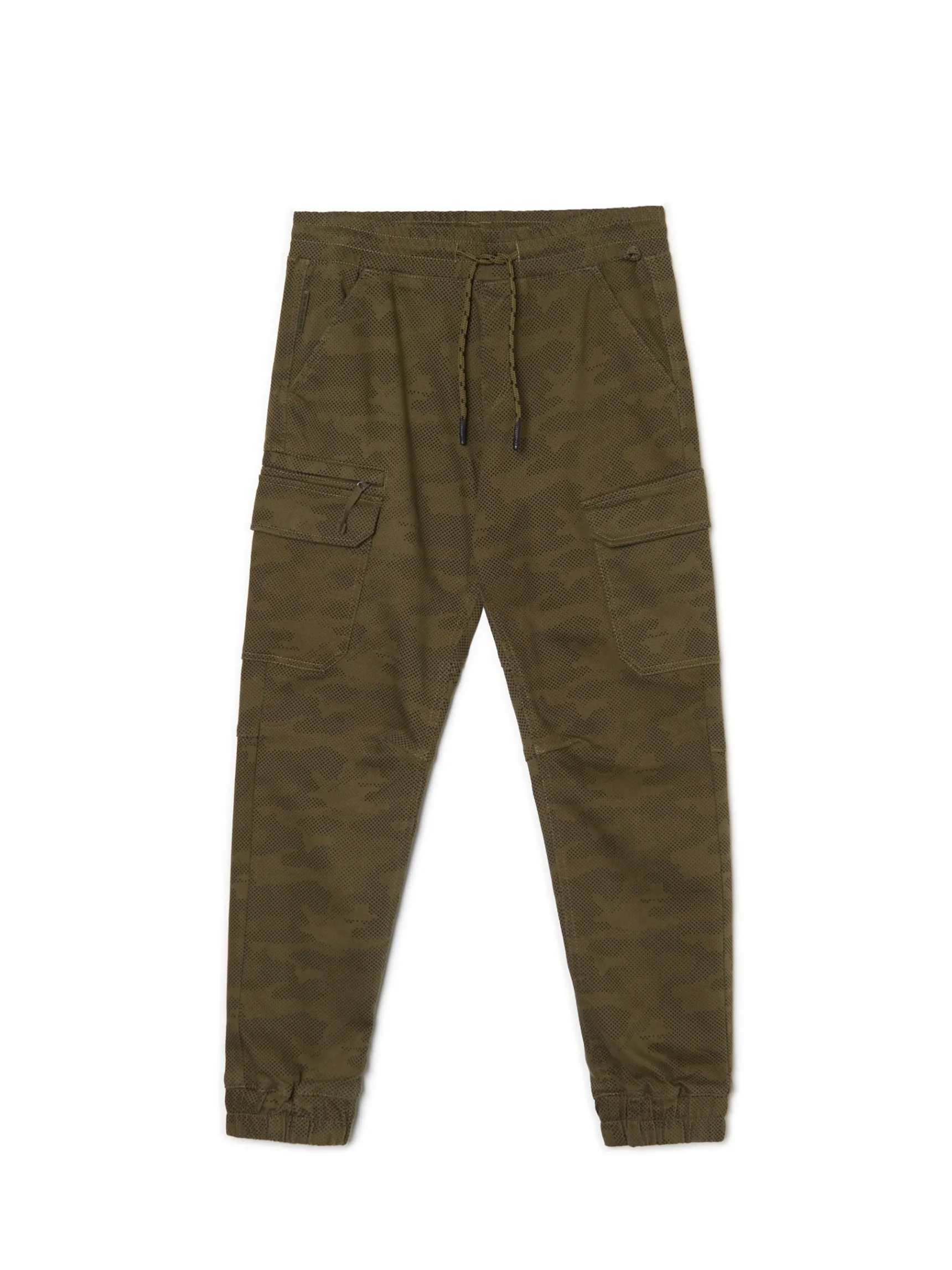 New Cropp Joggery cargo z nadrukiem camo zielony