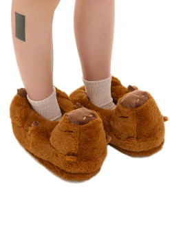 Best Cropp Kapcie kapibary brązowy