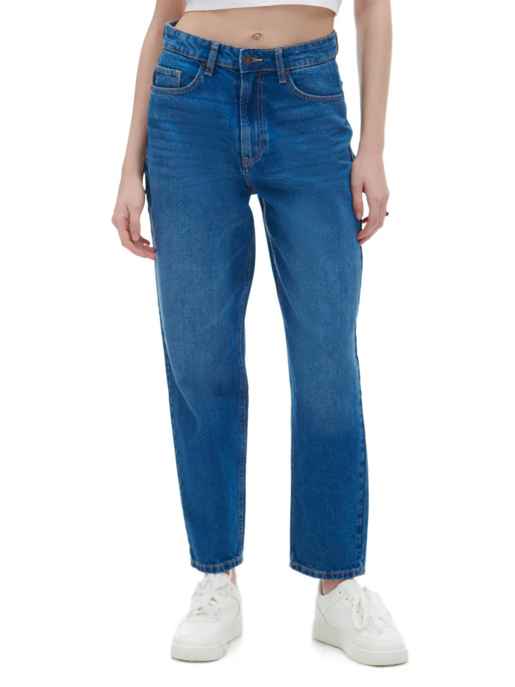 Sale Cropp Klasyczne jeansy mom niebieski