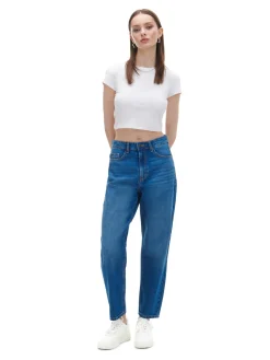 Sale Cropp Klasyczne jeansy mom niebieski