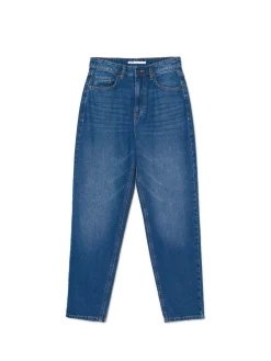 Sale Cropp Klasyczne jeansy mom niebieski