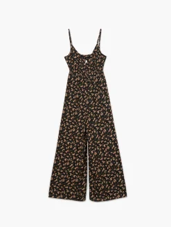 Hot Cropp Kombinezon w kwiaty z wiązaniem czarny