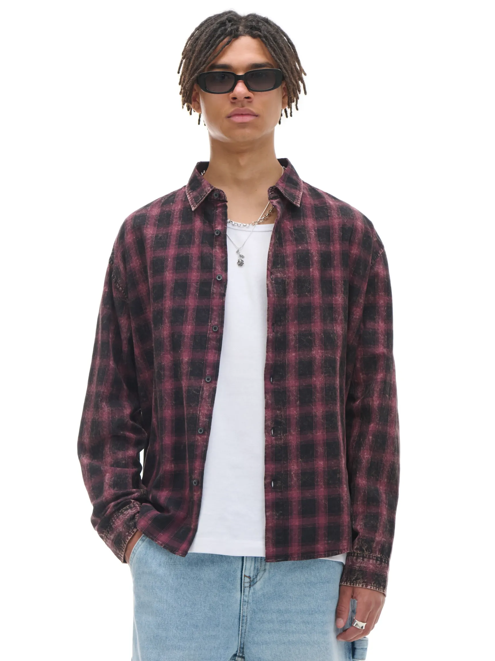 New Cropp Koszula oversize w kratę czarny