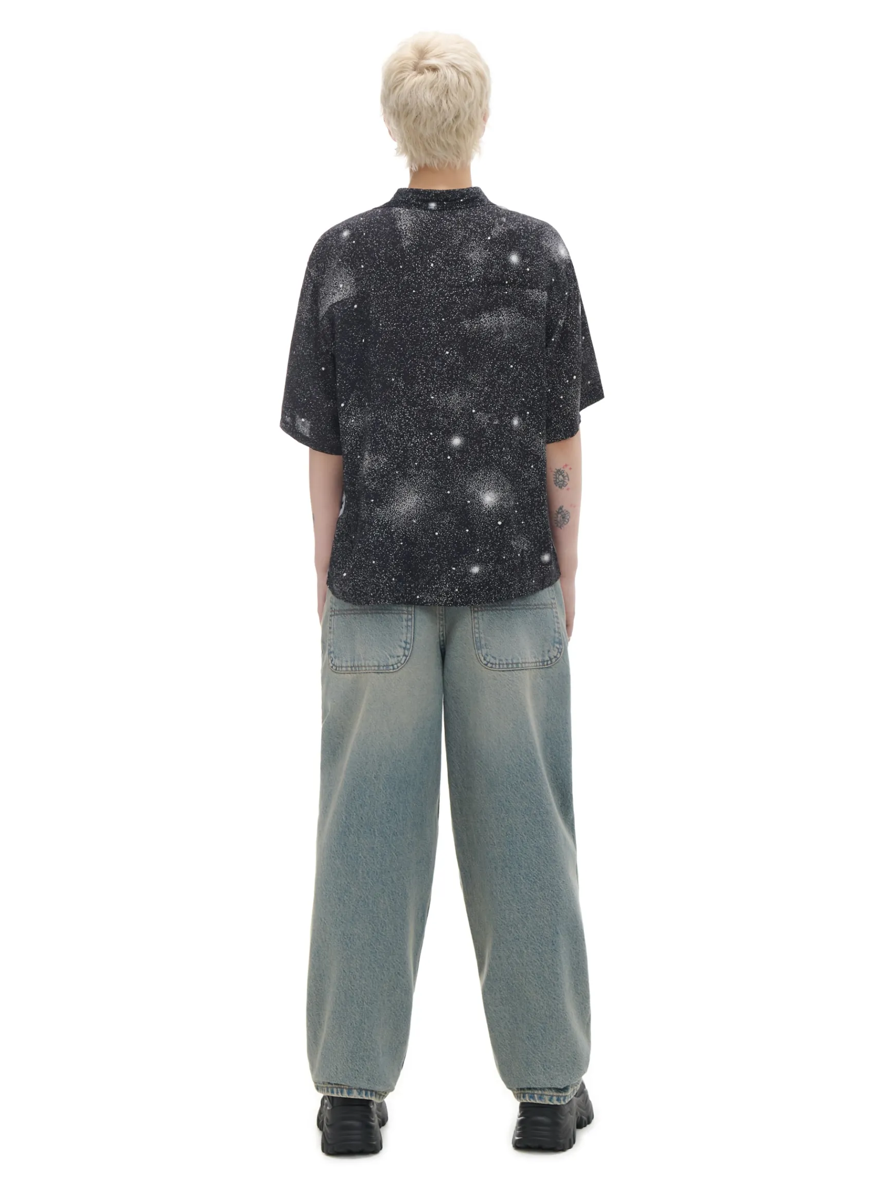 Clearance Cropp Koszula oversize z artystycznym nadrukiem wielobarwny