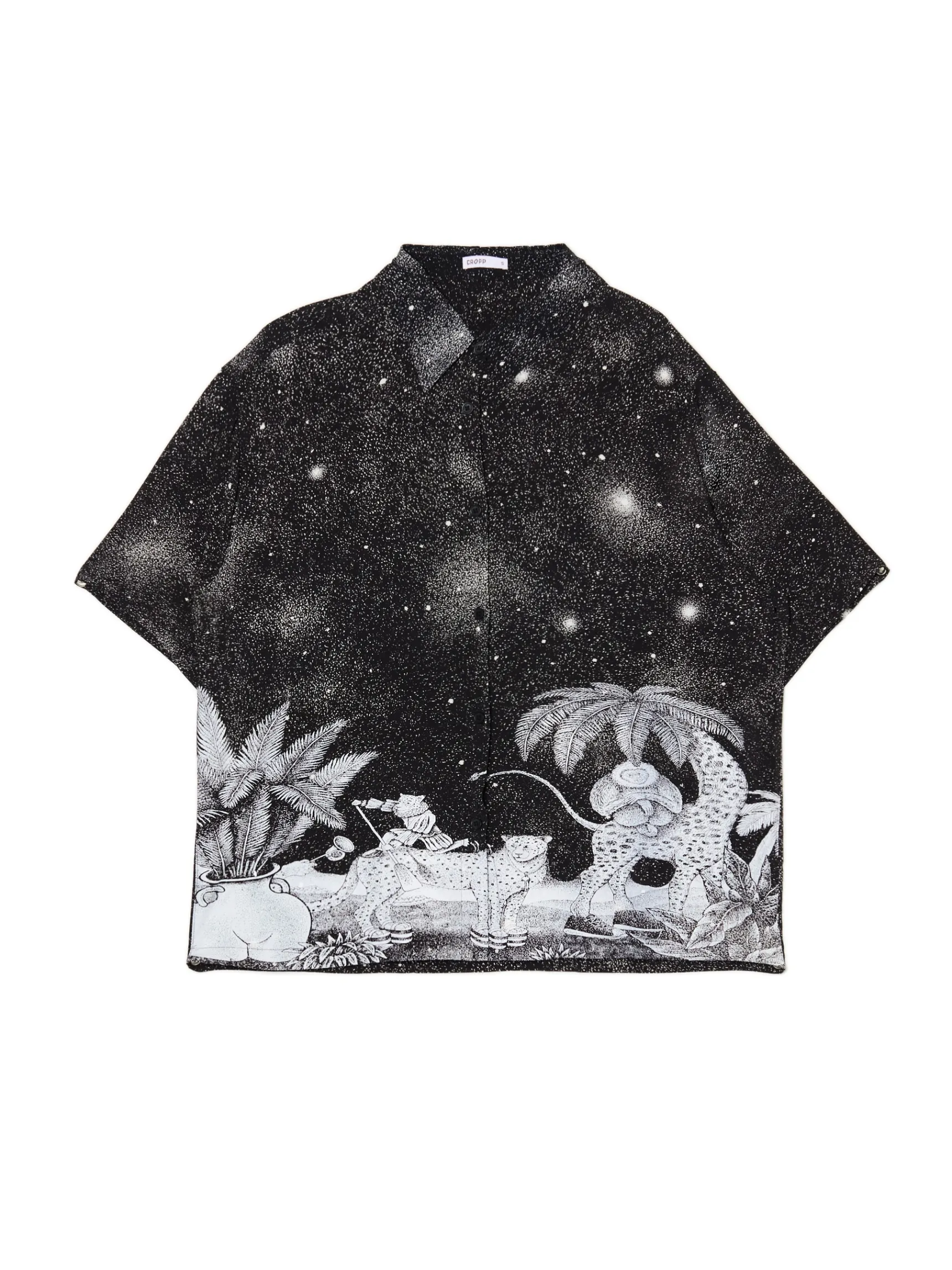 Clearance Cropp Koszula oversize z artystycznym nadrukiem wielobarwny