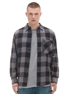 Clearance Cropp Koszula w kratę z kieszonką surowygranatowy