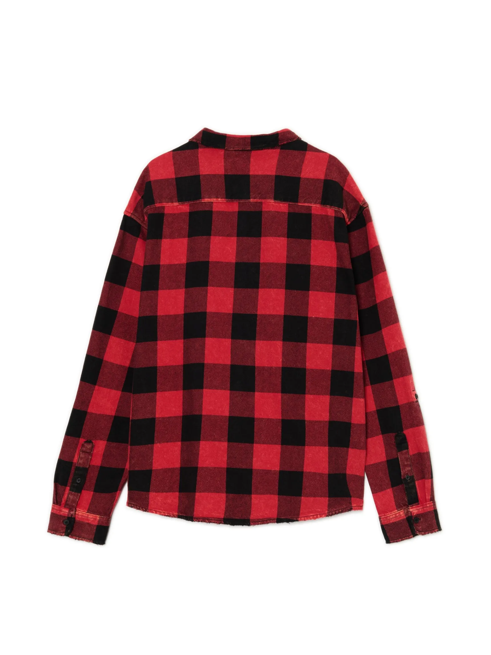 Discount Cropp Koszula w kratę z postrzępieniami czerwony