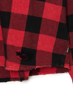 Discount Cropp Koszula w kratę z postrzępieniami czerwony
