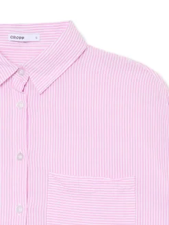 Fashion Cropp Koszula w różowe paski różowy