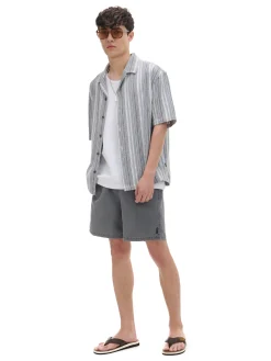 Best Cropp Koszula z krótkim rękawem w paski jasnyszary