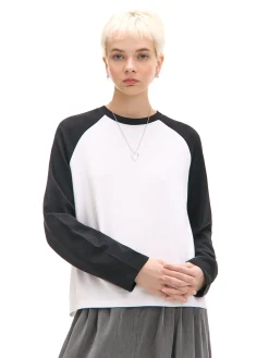 Best Cropp Koszulka longsleeve z czarnymi rękawami biały