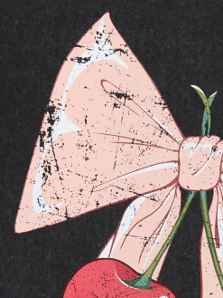 Fashion Cropp Koszulka oversize z motywem wiśni szary