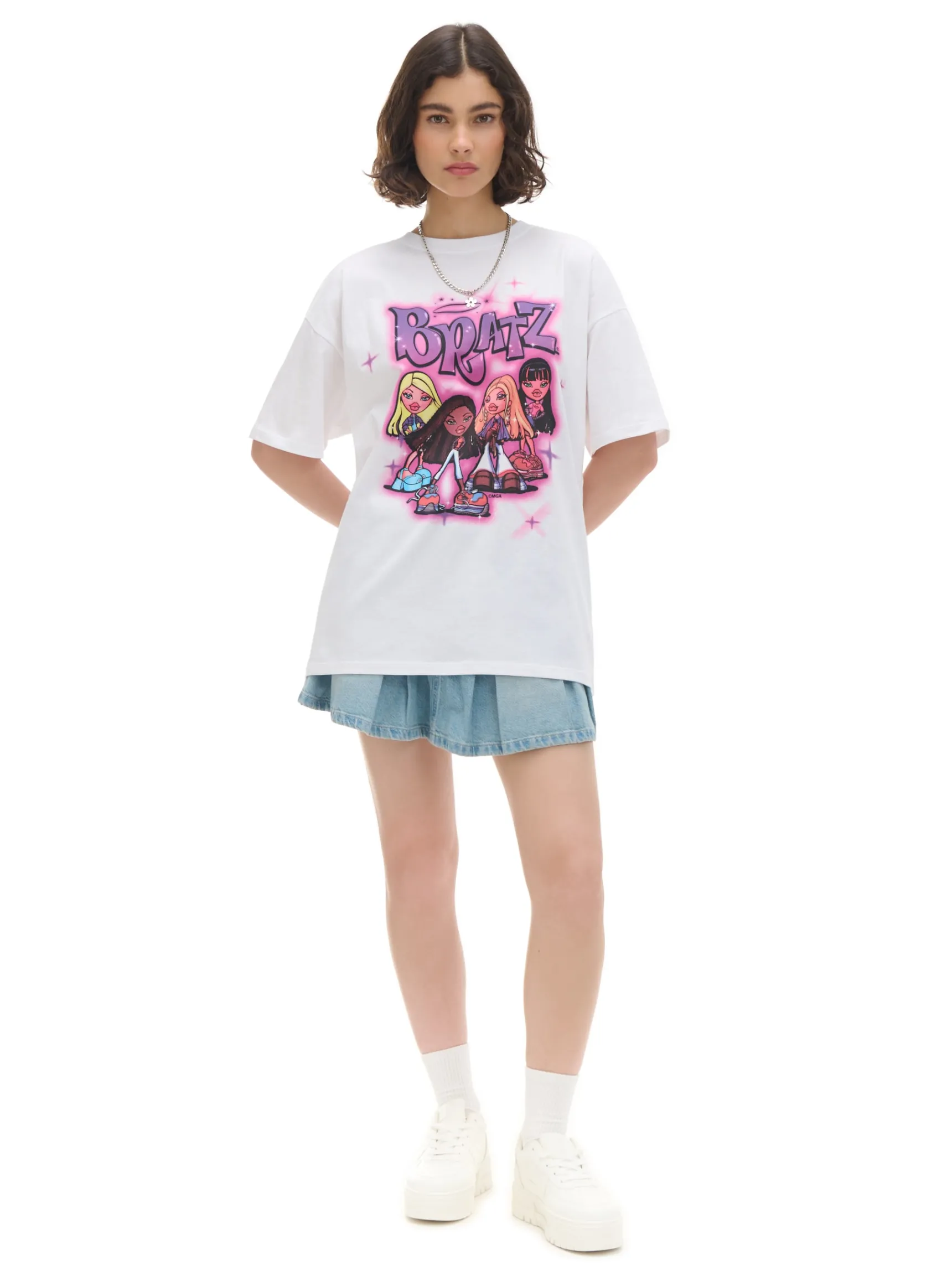 Fashion Cropp Koszulka oversize z nadrukiem Bratz biały